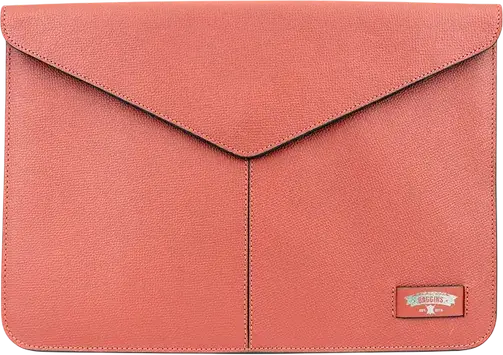 Husa pentru laptop Baggins Magnet din piele naturala pentru 13-14 inch (385 x 265 x 31 mm), interior din catifa, closure magnetic, rezistenta la apa, fabricata manual, Coral (Portocaliu)