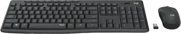 Logitech MK295 Wireless Keyboard and Mouse Combo, Graphite, English Layout, SilentTouch Noise-Reduction Technology, Full-Size Layout, 2.4 GHz Nano USB Receiver, Windows & Chrome OS