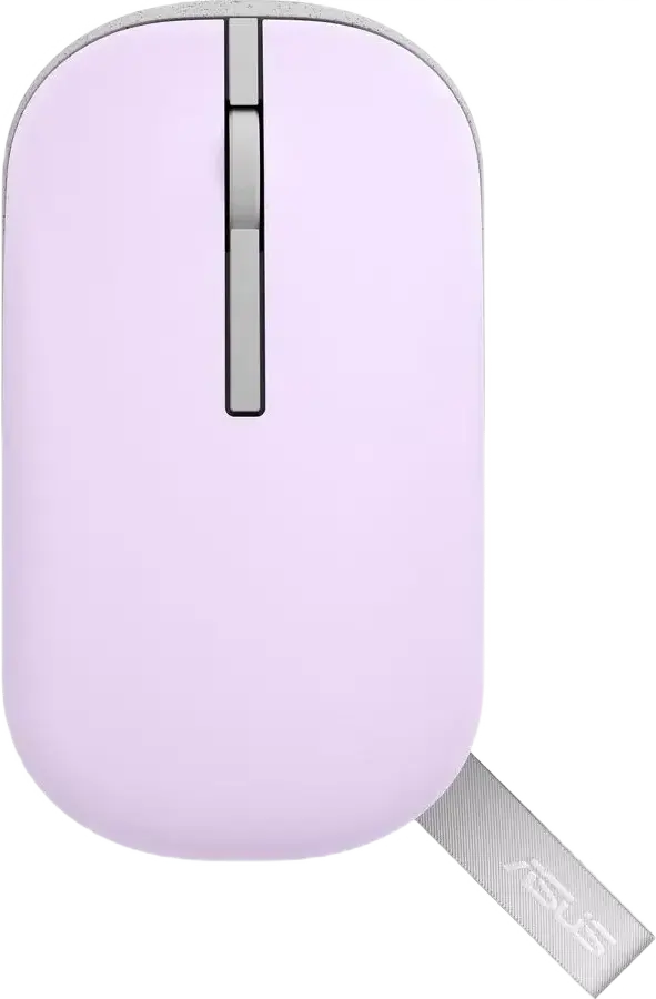 ASUS Marshmallow Mouse MD100 Wireless Optical Mouse, Lilac, Bluetooth & 2.4GHz RF, 1600 DPI, Magnetic Covers, Carrying Strap, Windows & macOS Compatible