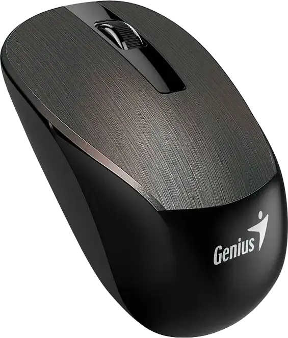 Genius NX-7015 Wireless Optical Mouse, Chocolate, 2.4 GHz USB-A Pico Receiver, 1600 DPI, Ambidextrous Contoured Design, Plug and Play, 10m Range