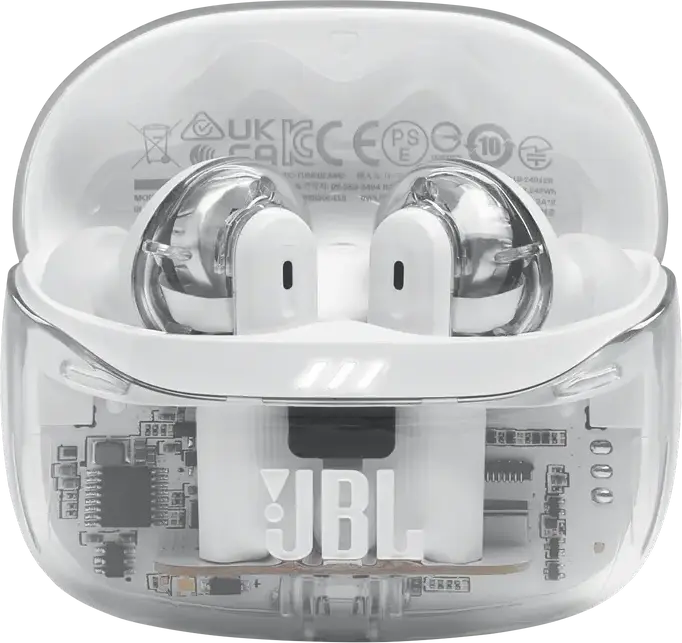 Casca JBL Tune Beam 2 Ghost Edition True Wireless, Albă, Anulare Adaptivă a Zgomotului, Drivere Dinamice 10mm, Pure Bass Sound, Baterie 48h, IP54, Bluetooth 5.3
