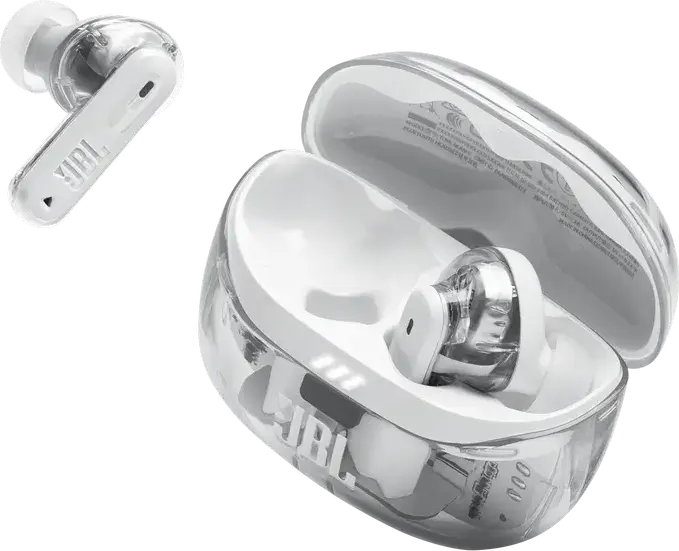 Casca JBL Tune Beam 2 Ghost Edition True Wireless, Albă, Anulare Adaptivă a Zgomotului, Drivere Dinamice 10mm, Pure Bass Sound, Baterie 48h, IP54, Bluetooth 5.3