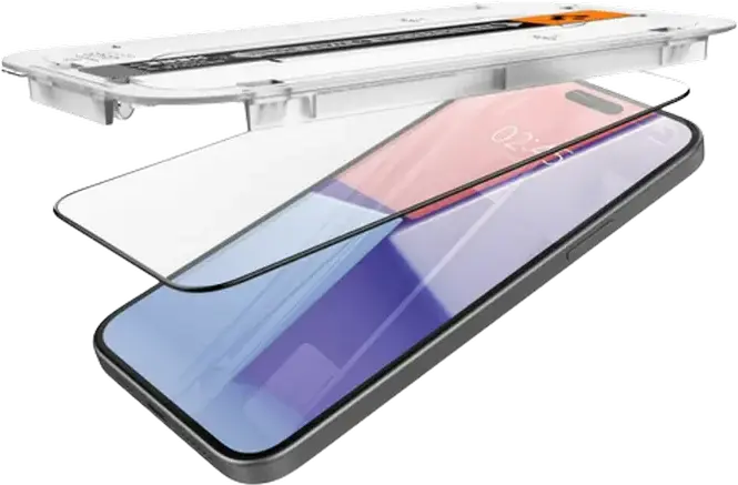 Protectie Ecran Sticla Temperata Spigen Glas.tR EZ Fit pentru iPhone 15 Pro, Duritate 9H, Grosime 0.2mm, Sticla Transparenta 2.5D cu Tava de Aliniere