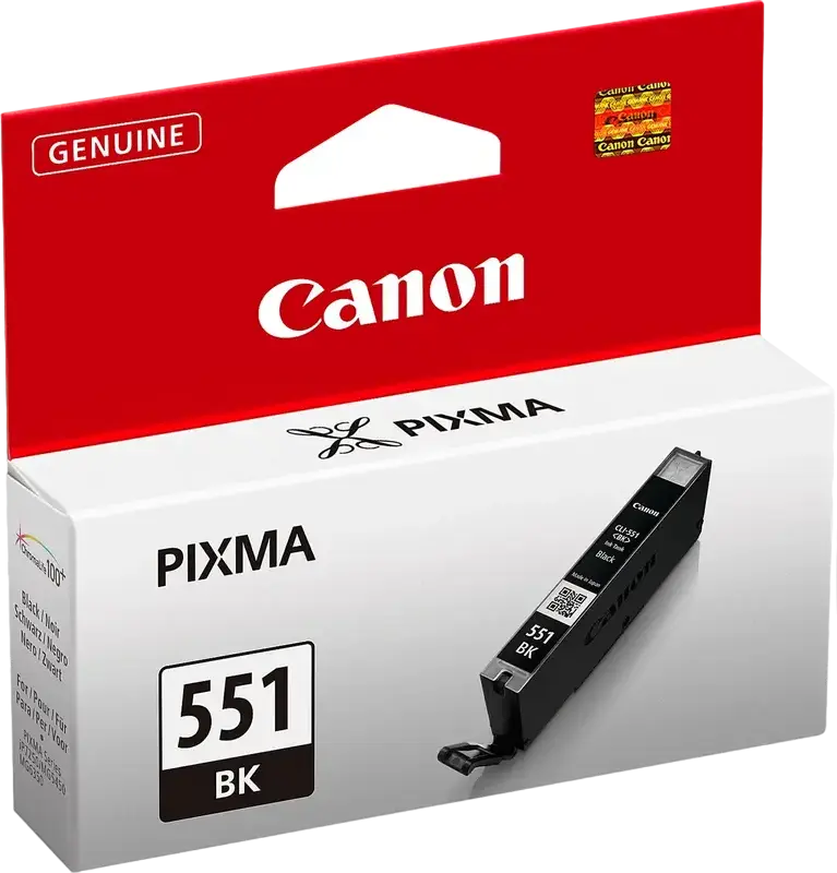 Cartus Ink Canon CLI-551 Negru pe baza de coloranti, 7ml, Sistem ChromaLife100+ pentru Imprimari Foto Rezistente la Estergere, Seria PIXMA iP7250 MG5450 MG5350