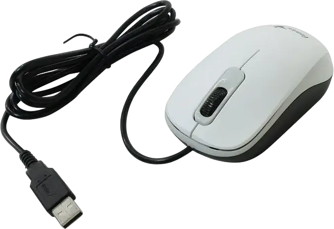 Genius DX-110 Wired Optical Mouse, White, 1200 DPI, 3 Buttons, Ambidextrous Design, USB Interface, 1.5m Cable, Compatible with Windows and macOS