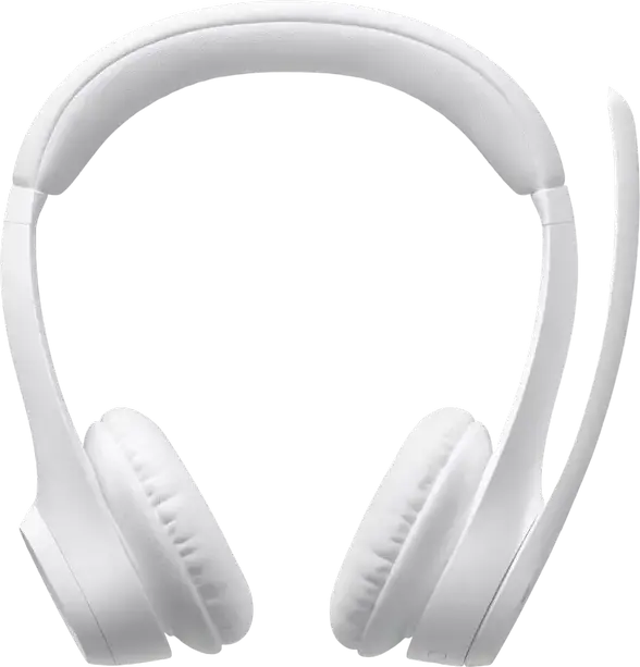 Logitech Zone 300 Wireless Bluetooth 5.3 Headset, White, Dual Beamforming Noise-Canceling Microphones, 16h Talk Time, 30mm Drivers, Ultra-Lightweight