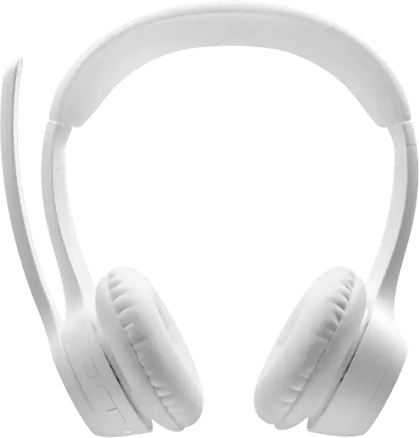 Logitech Zone 300 Wireless Bluetooth 5.3 Headset, White, Dual Beamforming Noise-Canceling Microphones, 16h Talk Time, 30mm Drivers, Ultra-Lightweight