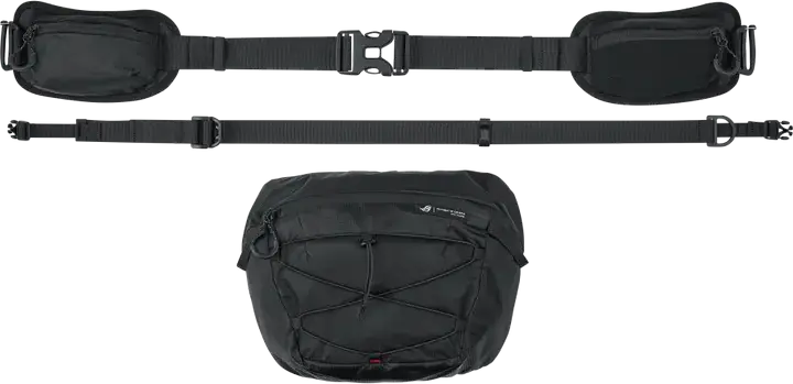 ASUS ROG Archer Carry Bag BC1004, Water-Repellent 200D Nylon, YKK Zipper, Multiple Compartments, Adjustable & Detachable Shoulder Strap, Black