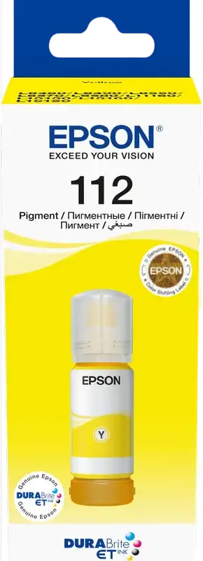 Чернила Epson 112 EcoTank желтые пигментные C13T06C14A, 127мл, ресурс 7500 страниц, устойчивые к размыванию для L11160 L15150 L15160 L6550 L6570 M15140