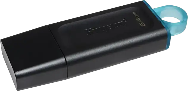Kingston DataTraveler Exodia 64GB USB 3.2 Gen 1 Flash Drive, Black/Blue, USB-A Connector, Protective Cap and Keyring Loop, Windows, macOS, Linux, Chrome OS Compatible