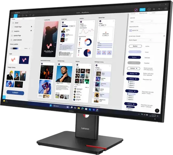 31,5" Monitor Lenovo T32UD-40, IPS 3840x2160 4K UHD, Negru