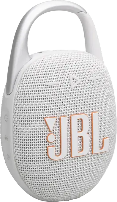 Boxa Portabila Bluetooth JBL Clip 5, Rezistenta la Apa si Praf IP67, Putere 7W RMS, Baterie 12-15h, Auracast, Carabiner Integrat, Alb