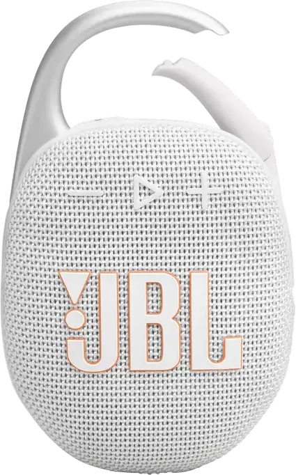 Boxa Portabila Bluetooth JBL Clip 5, Rezistenta la Apa si Praf IP67, Putere 7W RMS, Baterie 12-15h, Auracast, Carabiner Integrat, Alb