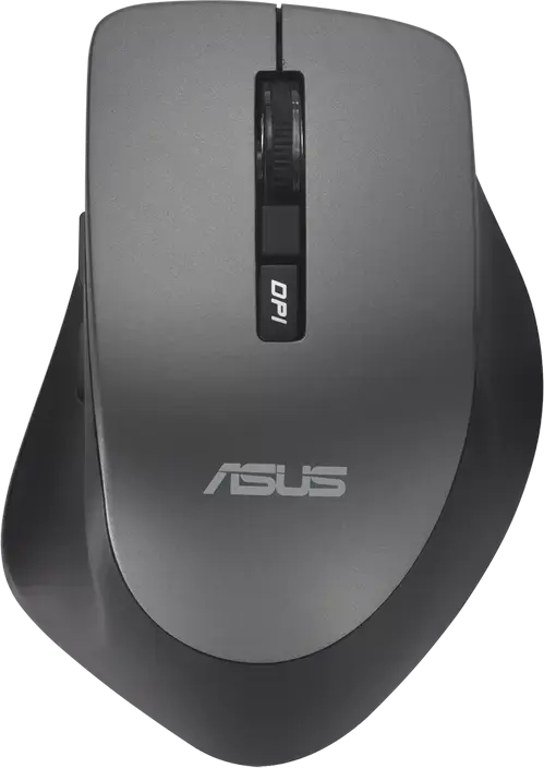 Беспроводная оптическая мышь ASUS WT425, серая, RF 2.4 ГГц USB-ресивер, регулируемое разрешение 1000/1600 DPI, 6 кнопок, бесшумный клик, эргономичный дизайн, Windows 11/10, Chrome OS