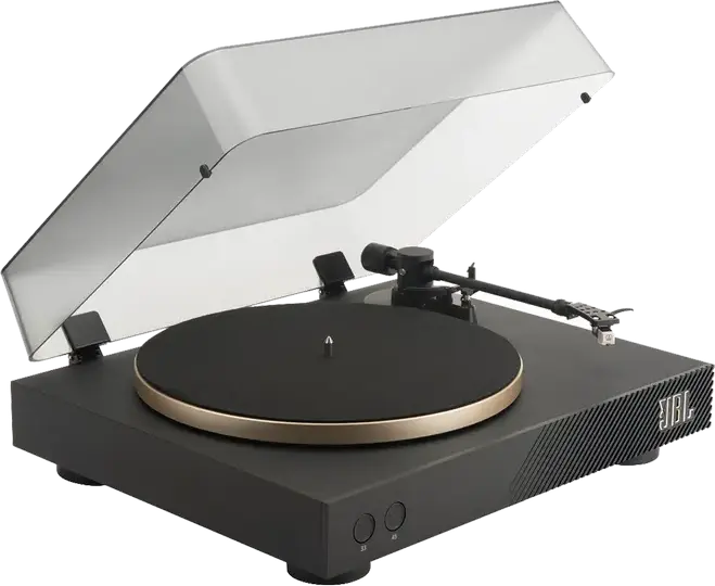 Platou Vinil JBL Spinner BT cu Bluetooth 5.2, Preamplificator Phono Integrat, Platou si Brat de Aluminiu, Cartus MM, Plinta din MDF Negru