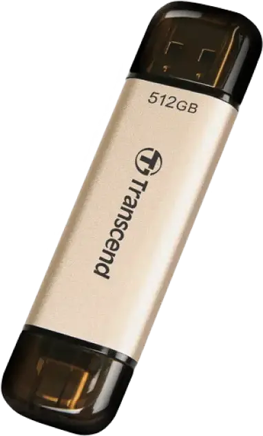 Stick USB Transcend JetFlash 930C Dual USB 3.2 Gen 1 Type-A și Type-C, 512 GB, Memorie 3D NAND, Viteza citire 420MB/s, scriere 400MB/s, Suport OTG, Auriu
