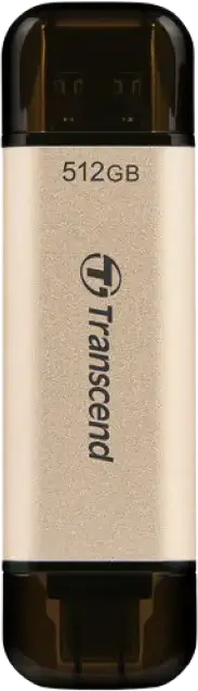 Stick USB Transcend JetFlash 930C Dual USB 3.2 Gen 1 Type-A și Type-C, 512 GB, Memorie 3D NAND, Viteza citire 420MB/s, scriere 400MB/s, Suport OTG, Auriu