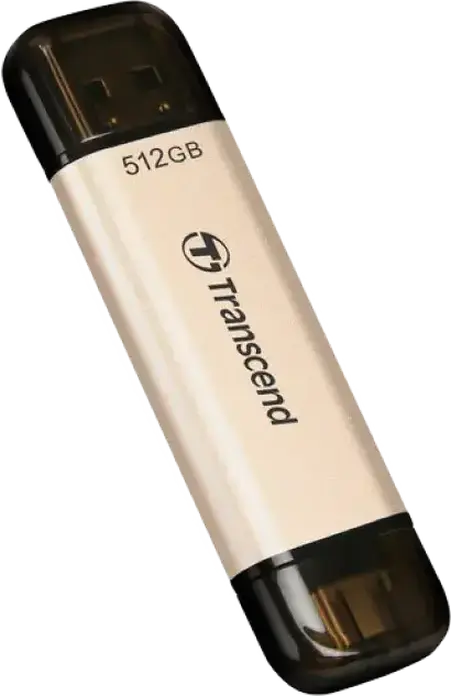 Stick USB Transcend JetFlash 930C Dual USB 3.2 Gen 1 Type-A și Type-C, 512 GB, Memorie 3D NAND, Viteza citire 420MB/s, scriere 400MB/s, Suport OTG, Auriu
