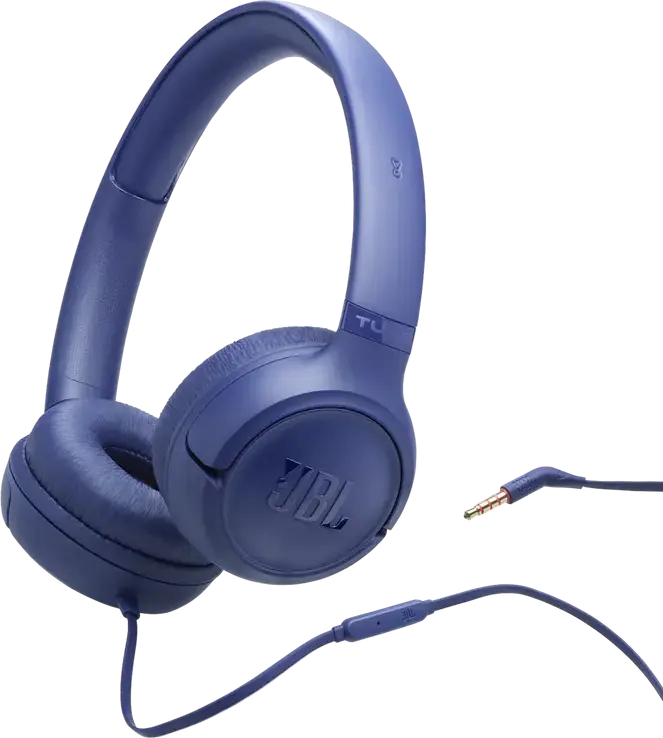 JBL Tune 530 On-Ear Wired Headphones, Closed-Back Dynamic Driver, Integrated Microphone, Foldable Design, Pure Bass Sound, Blue
