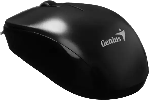 Genius DX-110 Wired Optical Mouse, Black, 1200 DPI, 3 Buttons, Ambidextrous Design, USB Interface, 1.5m Cable, Compatible with Windows and macOS
