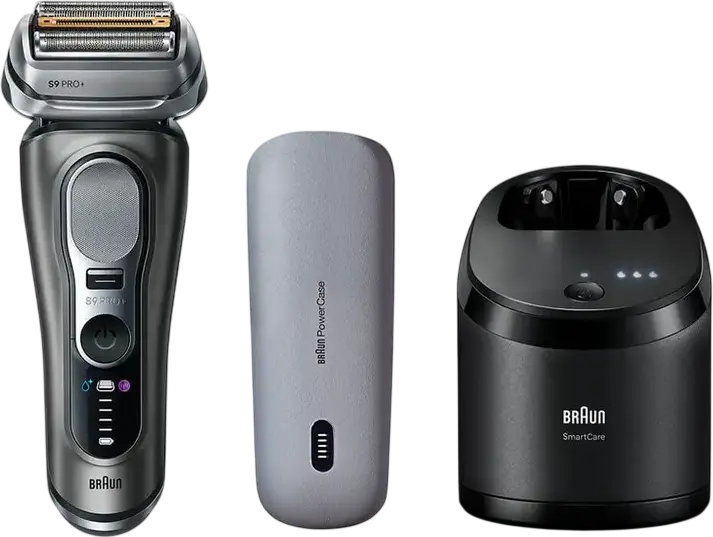 Aparat de ras electric Braun Series 9 Pro+ 9675cc, Sistem cu Sita, Wet & Dry, Pro SensoAdapt, Centru 6in1 SmartCare, PowerCase, Baterie Li-Ion