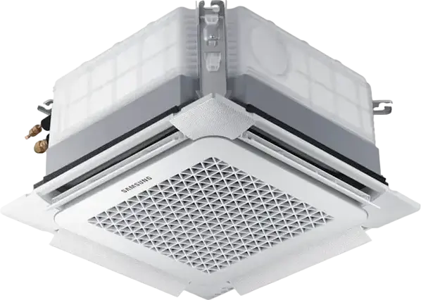 Samsung AJ052TNNDKH 4-Way Ceiling Cassette Air Conditioner, 17k BTU, 5.2kW Cooling, 5.6kW Heating, Class A, R-410A, SmartThings, White