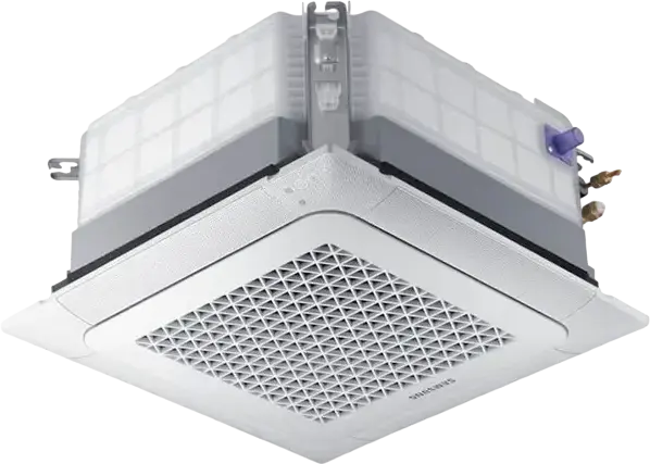 Samsung AJ052TNNDKH 4-Way Ceiling Cassette Air Conditioner, 17k BTU, 5.2kW Cooling, 5.6kW Heating, Class A, R-410A, SmartThings, White