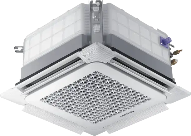 Samsung AJ052TNNDKH 4-Way Ceiling Cassette Air Conditioner, 17k BTU, 5.2kW Cooling, 5.6kW Heating, Class A, R-410A, SmartThings, White