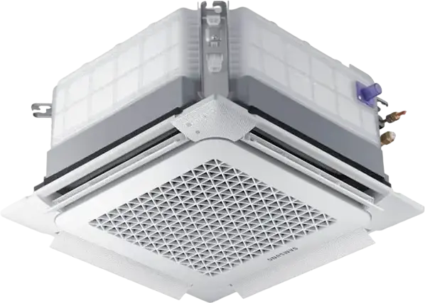 Samsung AJ052TNNDKH 4-Way Ceiling Cassette Air Conditioner, 17k BTU, 5.2kW Cooling, 5.6kW Heating, Class A, R-410A, SmartThings, White