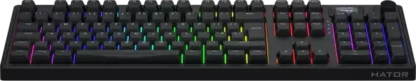 Tastatura Mecanica HATOR Skyfall 100 PRO Wireless Full-size, Conectivitate Tri-mode, Switch-uri Aurum Vanila Silent Linear, Negru, Baterie 8000mAh, Ecran TFT, RGB