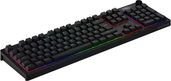 Tastatura Mecanica HATOR Skyfall 100 PRO Wireless Full-size, Conectivitate Tri-mode, Switch-uri Aurum Vanila Silent Linear, Negru, Baterie 8000mAh, Ecran TFT, RGB