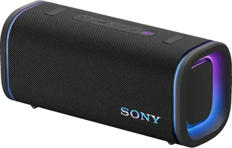 Sony ULT Field 5 Portable Bluetooth Speaker, Black, ULT POWER SOUND, Waterproof Dustproof Rustproof, 2-Way System with Passive Radiator, 360 Party Light, Shoulder Strap