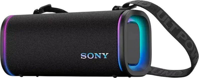 Sony ULT Field 5 Portable Bluetooth Speaker, Black, ULT POWER SOUND, Waterproof Dustproof Rustproof, 2-Way System with Passive Radiator, 360 Party Light, Shoulder Strap