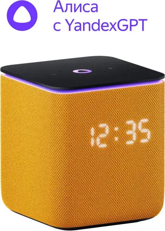 Boxă Inteligentă Yandex Station Midi YNDX-00054 cu Asistent Vocal Alisa, YandexGPT, Hub Zigbee, Putere 24W RMS, Bluetooth 5.0, Wi-Fi, Ceas LED, Portocalie