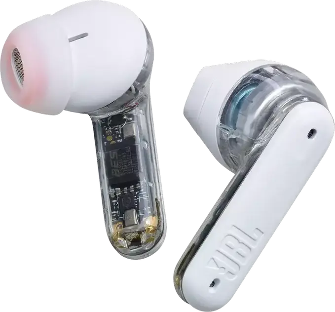 JBL Tune Flex Ghost Edition Wireless In-Ear Earbuds, Active Noise Cancelling ANC, 12mm Dynamic Drivers, Pure Bass Sound, IPX4 Water Resistant, White
