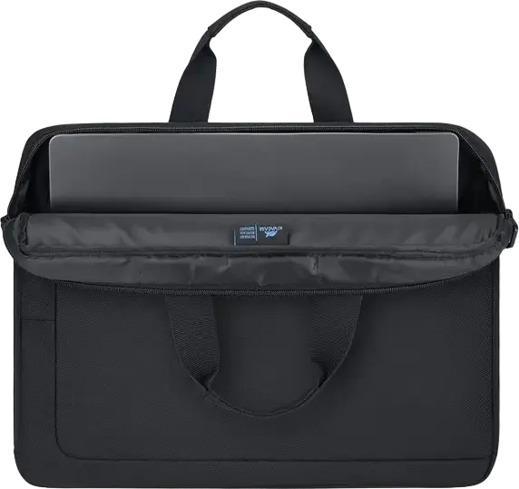 Rivacase 8036 Laptop Bag Briefcase for 15.6" to 16" Laptops, Water-Resistant Black Polyester Case with Shoulder Strap and Tablet Pocket