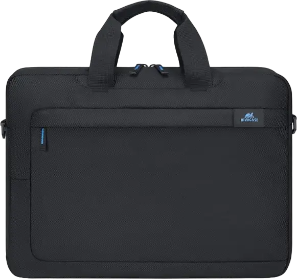 Rivacase 8036 Laptop Bag Briefcase for 15.6" to 16" Laptops, Water-Resistant Black Polyester Case with Shoulder Strap and Tablet Pocket