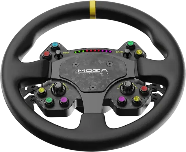 MOZA RS V2 Sim Racing Steering Wheel, 330mm Genuine Leather and Forged Carbon Fiber, Magnetic Dual-Clutch Paddles, RGB Shift Light, Wireless