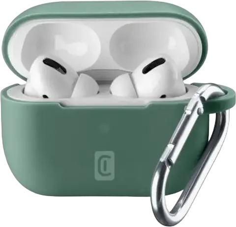 Cellularline Bounce Case for AirPods Pro, Soft Touch Silicone, Wireless Charging Compatible, Scratch and Fall Protection, with Carabiner, BOUNCEAIRPODSPROK