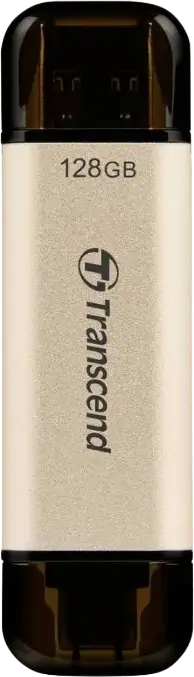 Stick USB Transcend JetFlash 930C Dual USB 3.2 Gen 1 Type-A și Type-C, 128 GB, Memorie 3D NAND, Viteza citire 420MB/s, scriere 400MB/s, Suport OTG, Auriu
