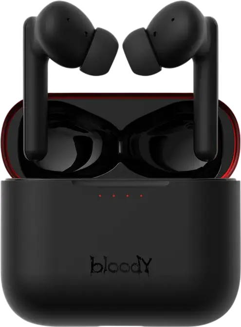 Casca Gaming Bloody M90 TWS, Bluetooth 5.1, Anulare Zgomot Activ ANC, Microfoane Dual ENC, Drivere din Fibra de Carbon M.O.C.I., IPX4, Incarcare Wireless