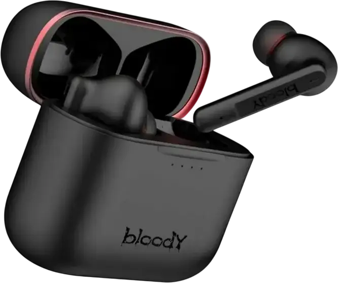 Casca Gaming Bloody M90 TWS, Bluetooth 5.1, Anulare Zgomot Activ ANC, Microfoane Dual ENC, Drivere din Fibra de Carbon M.O.C.I., IPX4, Incarcare Wireless