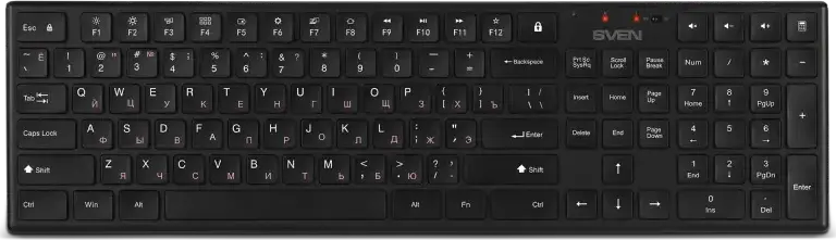 SVEN KB-C2550W Wireless Keyboard and Mouse Set, 2.4 GHz USB Nano Receiver, Scissor Switches, 109 Keys, 5 Quick Access & 12 Multimedia Keys, 1000 dpi Optical Mouse, Black