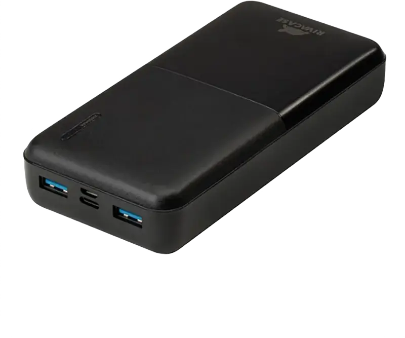 Rivacase VA2572 Power Bank 20000mAh 20W, PD 3.0, QC 3.0, USB-C Input/Output, Pass-Through Charging, 74Wh, Black