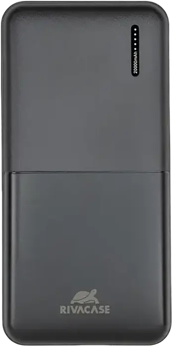 Rivacase VA2572 Power Bank 20000mAh 20W, PD 3.0, QC 3.0, USB-C Input/Output, Pass-Through Charging, 74Wh, Black