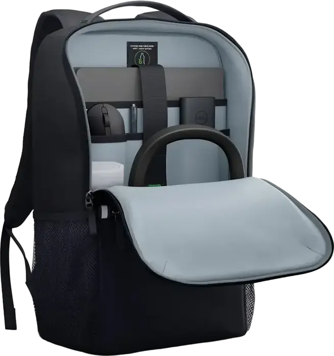 Rucsac Dell EcoLoop Essential CP3724 pentru Laptopuri pana la 16", Capacitate 18L, Poliester Reciclat, Rezistent la Apa, Protectie Spuma 360º, Negru