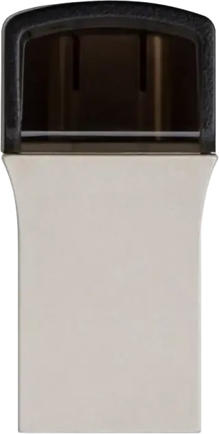 Transcend JetFlash 890 Dual USB 3.1 Gen 1 Type-C and Type-A Flash Drive, 32 GB, COB Metallic Splashproof Dust-Resistant OTG USB Stick, Silver