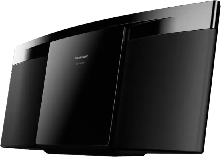 Panasonic SC-HC200 Compact Stereo Micro Hi-Fi System, 20W RMS, Bluetooth 2.1, USB, FM Radio, CD Player, Wall-mountable, Black