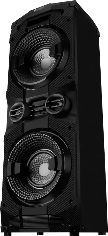 SVEN PS-1500 Party Speaker System, 500W RMS, Bluetooth, NFC, TWS, RGB Backlight, FM Radio, Mic & Guitar Inputs, MDF Wood Cabinet, Black