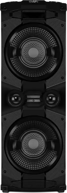 SVEN PS-1500 Party Speaker System, 500W RMS, Bluetooth, NFC, TWS, RGB Backlight, FM Radio, Mic & Guitar Inputs, MDF Wood Cabinet, Black